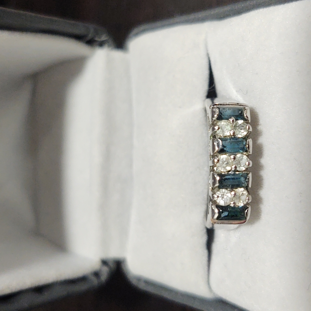 Ring, Blue & Clear‎ Rhinestones, Size 7